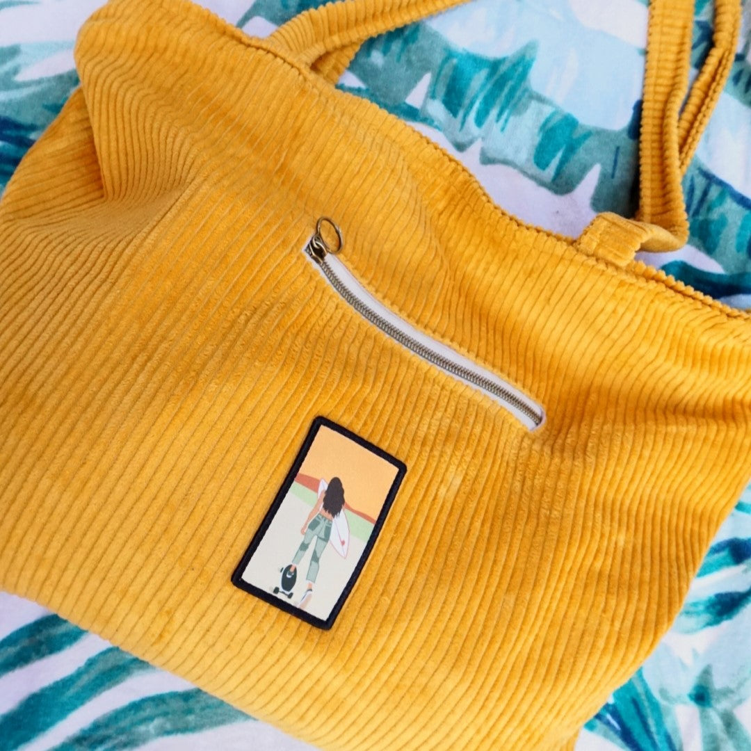 yellow tote bag